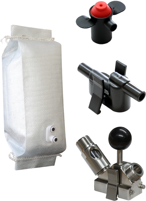 filled keg with adapters